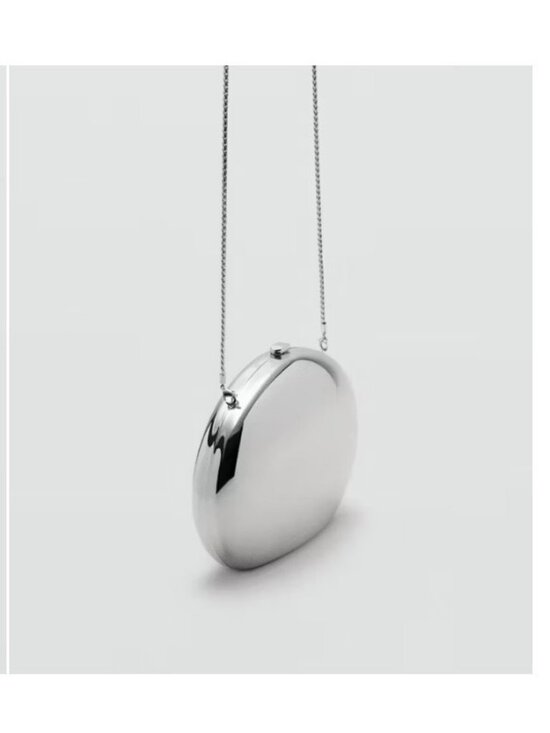 Mango Handbags - MANGO MNG metallic mirror oval clutch shoulder bag - Silver